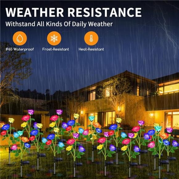 Solar Lights Outdoor, 3 Pack Upgraded Realistic Solar Garden Lights Outdoor - Picture 5 of 8